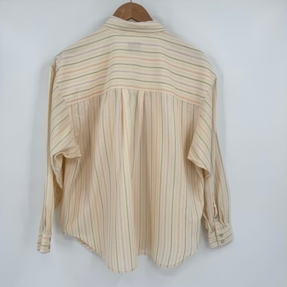 Liz Sport Vtg Pastel Striped Long Sleeve Button Up Shirt‎ Women's Sz L - Picture 6 of 13